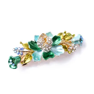 Retro Flower Butterfly Hair Clip Alloy Enamel Rhinestone Elegant Spring Top Clip Accessory For Women