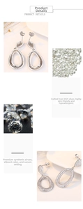 Detail view of S925 sterling silver teardrop earrings with full cubic zirconia micro-pave