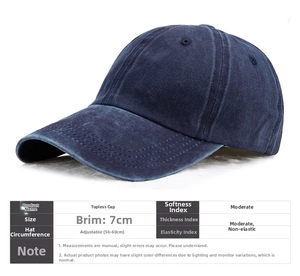 Größentabelle mit verstellbarem 56-60 cm Umfang für gewaschene Baumwoll-Baseballkappe