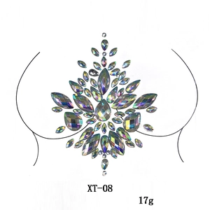 Aurora AB resin diamond body stickers for belly and chest decor in festival party