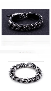 Size chart showing 215mm length and 16mm width for the stainless steel multi-link bracelet