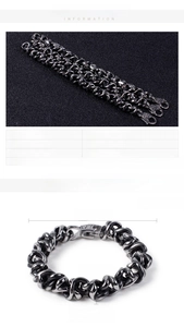 Tableau des tailles détaillé du bracelet tête de mort punk en acier inoxydable