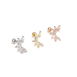 Ohrknorpel-Ohrstecker mit Zirkonia-Marquise-Schliff in Silber, Gold und Roségold