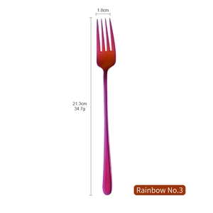 Rainbow stainless steel long handle dinner fork 21.3cm for steak and dining