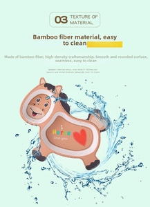 Detailed view of horse-shaped bamboo fiber kids plate with easy-clean smooth surface