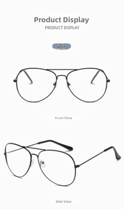 Classic black aviator metal frame with double bridge design and clear lenses