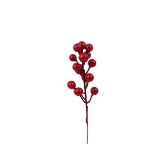 Artificial red Christmas berry branches with 14 stems for home holiday table decoration
