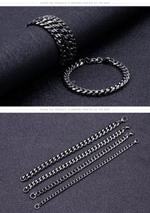 Comparison of black stainless steel Cuban link bracelets in various widths and thicknesses