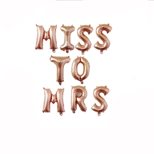 16 inch rose gold Miss to Mrs foil letter balloon set for bridal shower party decor