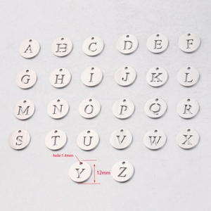 Lot de 26 pendentifs alphabet A-Z en acier inoxydable 12mm pour la création de bijoux