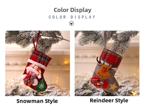 Christmas mini stockings featuring 3D snowman and reindeer plush for festive decoration