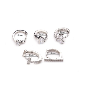Silver huggie hoop earrings with micro-pave cubic zirconia in 7mm, 8mm, 9mm sizes
