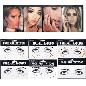 Face Art Tattoos Metallic Gold Silver Rhinestone Effect Waterproof Temporary Stickers For Festival Party Masquerade Women
