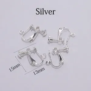 Silver screw-on clip-on earring converters 15x13mm for non-pierced DIY jewelry making