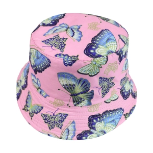 Chapeau Bob En Coton Imprimé Papillon Large Bord Protection Solaire UV Voyage Été Femmes