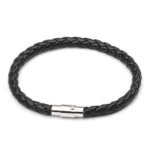 Braided Leather Bracelet With Magnetic Copper Clasp Minimalist Fashion Hand Jewelry For Men And Women