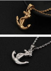 Detailed comparison of vintage anchor pendants in polished gold and silver finishes
