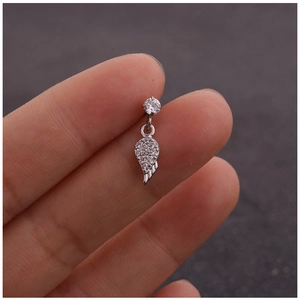 Surgical steel wing stud earring with sparkling cubic zirconia pavé stones