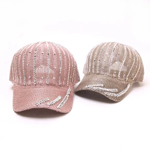 Berretto da Baseball in Maglia con Strass da Donna Cappello da Sole in Cotone Traspirante Traforato Berretto Estivo Esterno