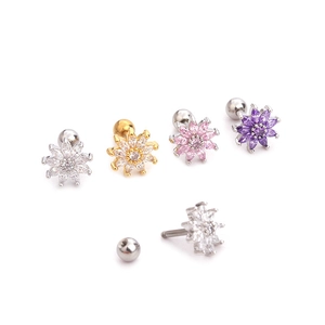 Zircon sunflower stud earrings in various colors made of high quality stainless steel