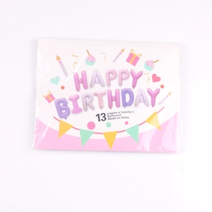 Detail of 13-piece HAPPY BIRTHDAY foil balloon set in macaron gradient pink packaging