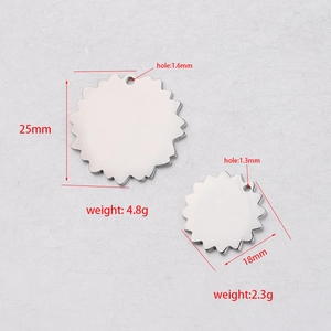 Polished stainless steel flower pendants in 18mm and 25mm sizes for DIY jewelry making