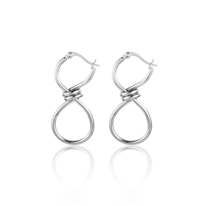 Minimalist silver twist knot earrings with 18K gold plating in infinity shape design