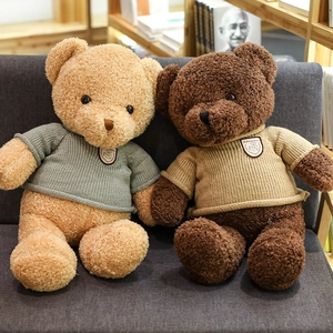 Oso De Peluche Suave Animal De Peluche Con Suéter De Punto Corazón Sudadera Niños Niñas Regalo Decoración