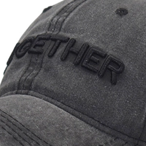 Washed cotton baseball cap with 3D Together embroidery and adjustable strap detail