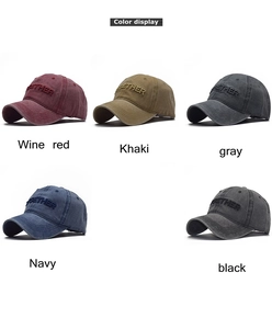 Summer cotton distressed baseball caps with 3D Together embroidery in five vintage colors