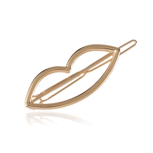 Minimalist gold hollow lip-shaped hair clip in elegant metal alloy for women