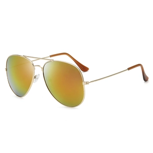 Classic gold metal aviator sunglasses with gradient orange-to-green reflective lenses