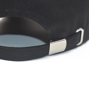 Classic black cotton baseball cap with adjustable strap and silver metal buckle