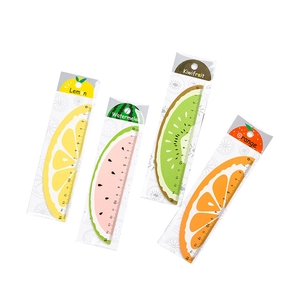 Set of four 15cm cute fruit rulers featuring lemon, watermelon, kiwi and orange designs