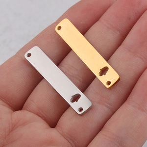 Mirror polished stainless steel rectangular charm tags in gold and silver finish