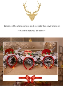 Lot de trois serre-têtes de Noël avec nœuds à carreaux et chapeaux en peluche pour les fêtes