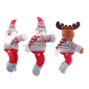 Christmas curtain buckles featuring plush Santa, Snowman and Reindeer characters