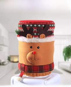 Detailed view of 3D reindeer Christmas water dispenser cover with festive knit patterns