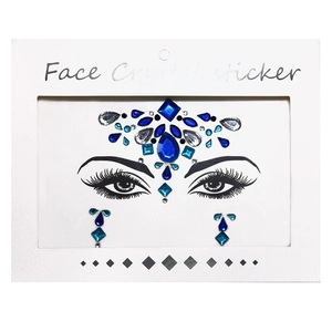 Detailed blue and silver face crystal stickers for forehead and under-eye decoration