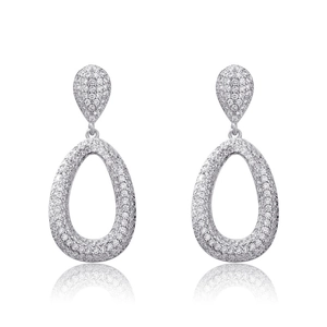 Elegant Copper Waterdrop Dangle Earrings With 925 Sterling Silver Earring Post High-End Zirconia Pave Statement Jewelry