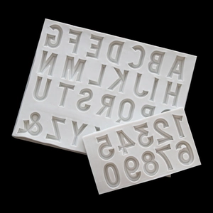 Two-piece silicone mold set featuring capital letters and numbers for fondant cake decor
