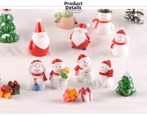 Miniature Christmas resin figurines including Santa Claus and snowman for holiday decor