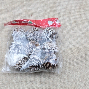Pommes de pin de Noël naturelles avec pointes blanches, sachet de neuf pour décoration