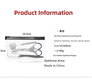 4-piece stainless steel eyebrow grooming set including tweezers and scissors in a pouch