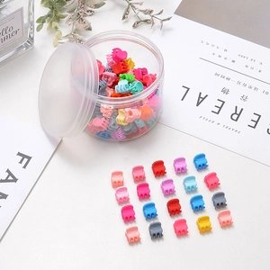Mini mollette per capelli macaron in barattolo con clip colorate in plastica opaca