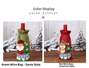 Detailed comparison of Santa and Snowman burlap wine bottle covers for Christmas decor