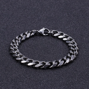 Rugged gunmetal grey stainless steel Cuban link bracelet for men with lobster clasp closure