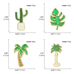 Lot de pins émaillés feuilles et cactus avec dimensions et poids pour accessoires