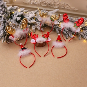 Weihnachten Rentier Geweih Stirnband Mit Plüschbesatz Und Glocken Für Feiertags Party Kostüm Dekoration