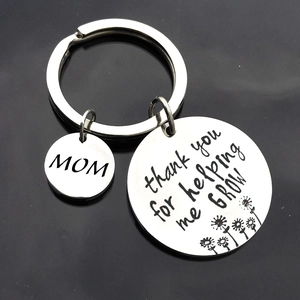 Stainless Steel Keyring Engraved Thank You For Helping Me Grow Double Round Pendant Gifts For Parents Mom Dad